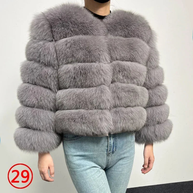 2023 Natural Real Fox Fur Coat Women Winter Warm Luxury Fur Jacket Detachable Long Sleeves Female Vest Furry Coats Outerwear