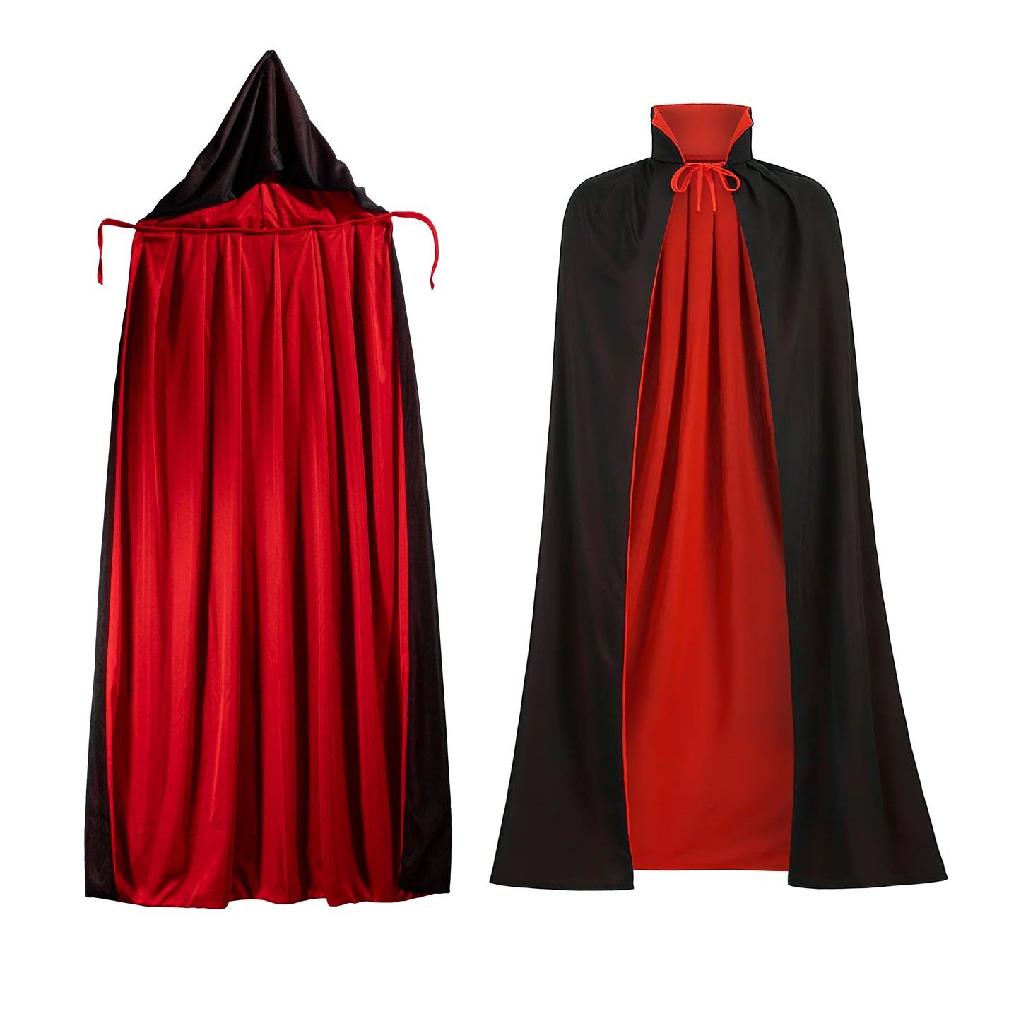 Unisex Adult Reversible Stand Collar Hooded Cloak Knit Masquerade Cape for Halloween Drapey Fabric Perfect Masquerade Costume Accessory