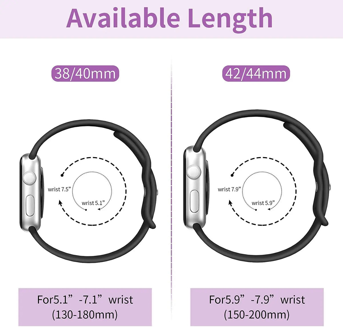 Silicone Watch Strap for Apple Watch, Replacement Bracelet Correa, 40/41/42/44/45/46/49mm, Compatible iWatch Series SE 7 8 9 10 11 Ultra 2 Ultra 3