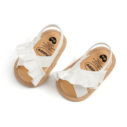 Citgeett Summer Infant Baby Girl Sandals Cute Ruffle Flats Non-Slip Soft Sole First Walkers