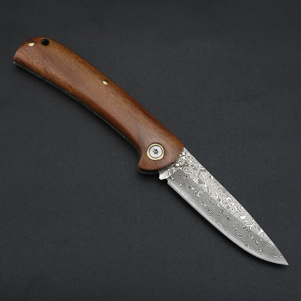Damascus folding knife, high hardness, household fruit peeler, multi-purpose knife