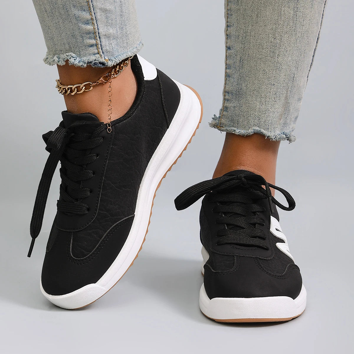 Spring new women's sports shoes, fashionable, breathable, lightweight, non-slip, wear-resistant, casual sports shoes, flat shoes