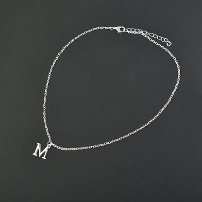 Silver Color A-Z English Alphabet Letter Pendants Necklaces For Women Metal Jewelry Simple Initial Chain Choker Collares