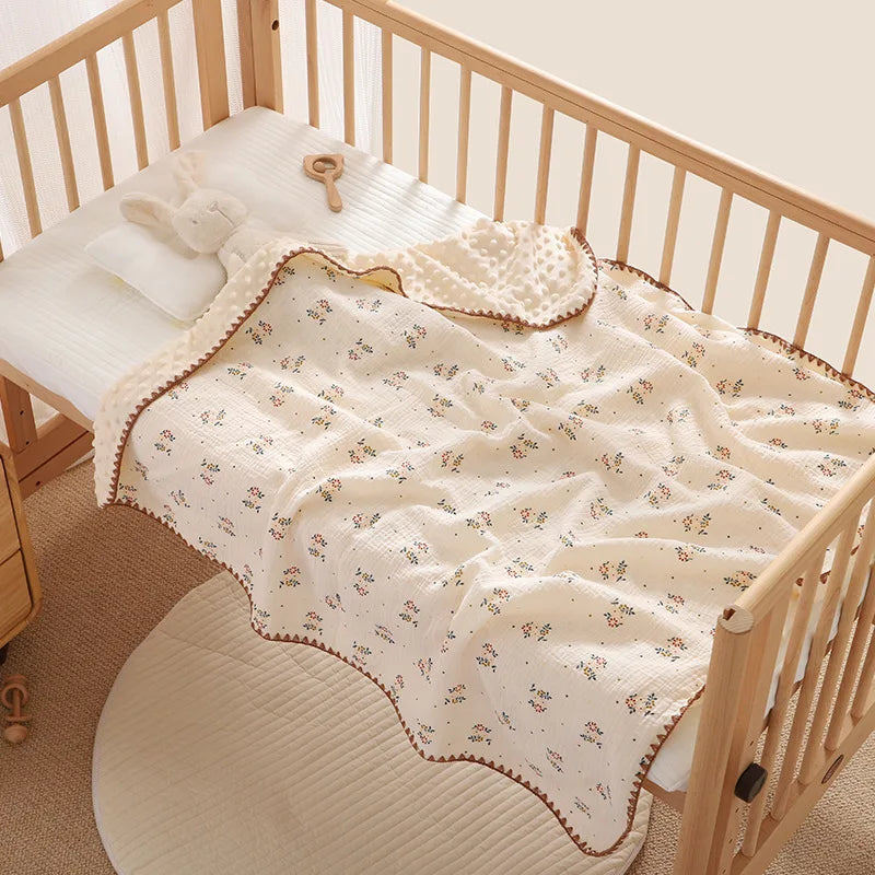 Newborn Bear Print Blanket Pure Cotton Double Gauze Blanket Baby Blanket Bath Towel Baby Blanket Baby Swaddle 100X100CM