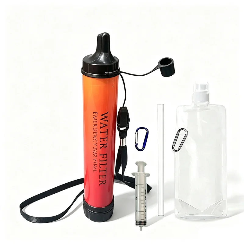 1pcs Portable Emergency Survival Water Filter Straw, Physical Purification Drinking Straw for Camping & Hiking