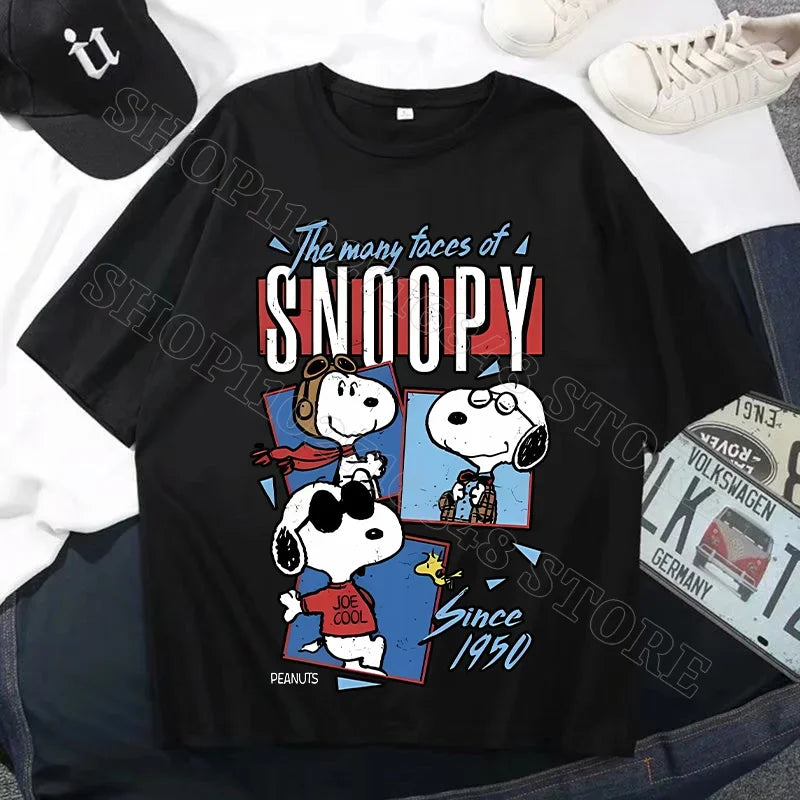 Snoopys Men Women Summer Clothes Adult Cotton Shirts Cartoon Anime Graphic Print Tops Cool Comfortable Shirt Birthday Party Gift