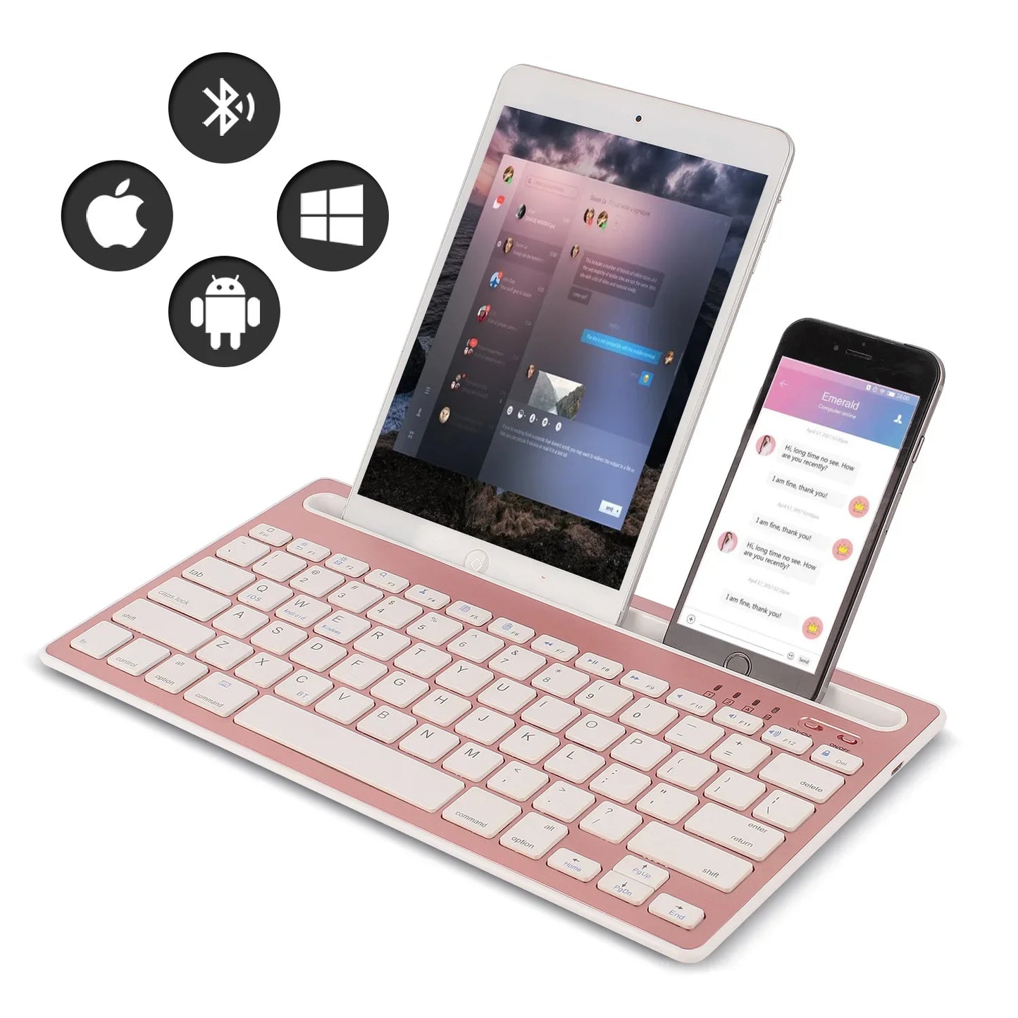 Wireless Bluetooth Keyboard Portable Ultra Thin  Desktop Laptop Keyboard Dual Channel