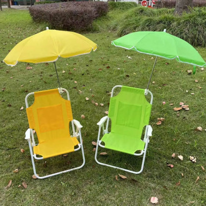 Kids Foldable Beach Chair With Detachable Sun Umbrella Protection For Beach Camping Picnic Backyard Outdoor Furniture