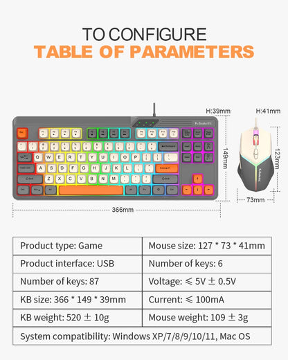 Wired Keyboard and Mouse Set，19-Key Rollover，Office/Gaming Compatible with Desktops and Laptops