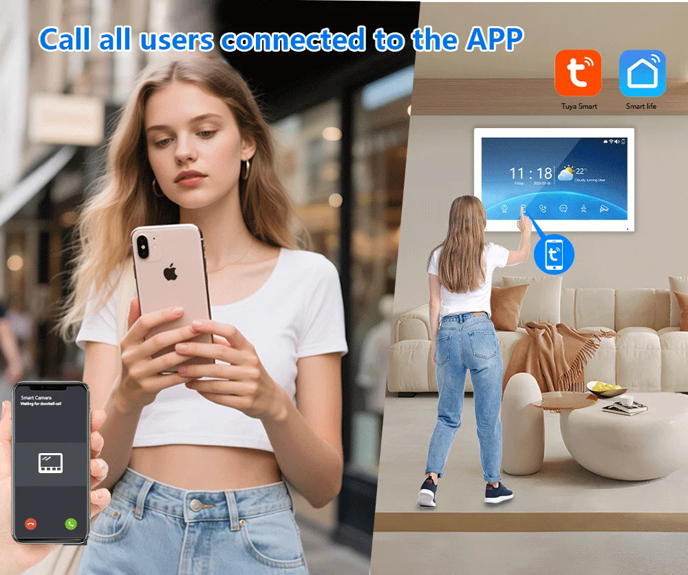 ANJIELO Doorbell Video Intercom System for Home Doorphone Tuya Smart 1080P Monitor Motion Detection Digital Photo Frame