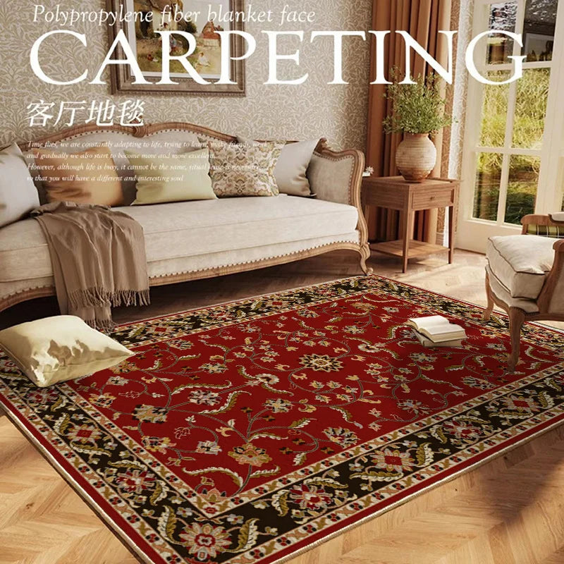 VIKAMA Retro Persian Living Room Carpet Non-slip and Easy-to-Clean Sofa Cushion Dining Room Bedroom Carpet Home Decoration