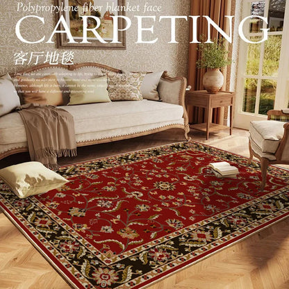 VIKAMA Retro Persian Living Room Carpet Non-slip and Easy-to-Clean Sofa Cushion Dining Room Bedroom Carpet Home Decoration