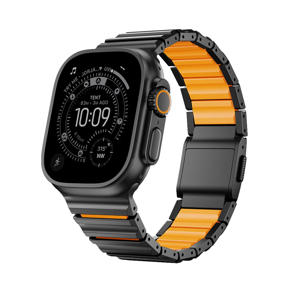 Titanium Fluororubber Strap for Apple Watch Ultra 4 3 2 49mm Series 12 11 10 46mm Magnetic Band for Iwatch 9 8 7 45mm 6 SE3 44mm