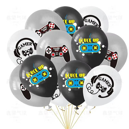 Gamepad Boy Birthday Party Decorations Paper Cup Plate Napkin Tablecloth Banner Caketopper Balloons For Baby Shower Supplies