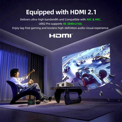 AUN U002 Pro Projector Android 2+32G 300 Inch 4K LED Video Projector 1080P FHD TOF Focus Home Theater Bluetooth Speaker Smart TV