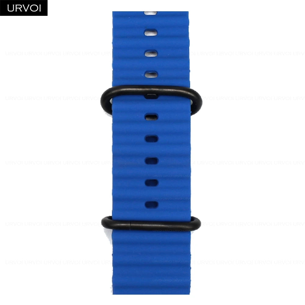 URVOI Ocean Band for Apple Watch Ultra 4 3 2 Strap Series 12 11 10 SE Sport Band for iWatch Silicone Wristband Black Buckle 49mm