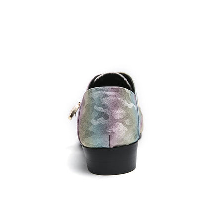 Fashion Gold Casual Shoes England Chelsea Bright Pointed Toe Leather Shoes Men Slip-on Business Party Wedding Oxford Shoes