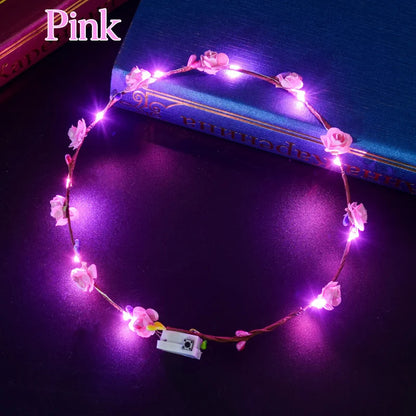 10-300pcs LED Flower Crowns Light Up Headbands Glowing Flower Crown Garland Glow in the Dark Headband for Wedding Party