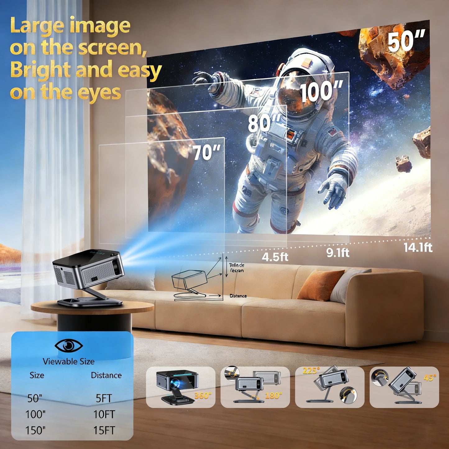 XIWBSY 3200ANSI T07Plus Google Voice Projector Android 14.0 Netflix Projector BT5.4 Wifi6 Home Theater Google TV Projector