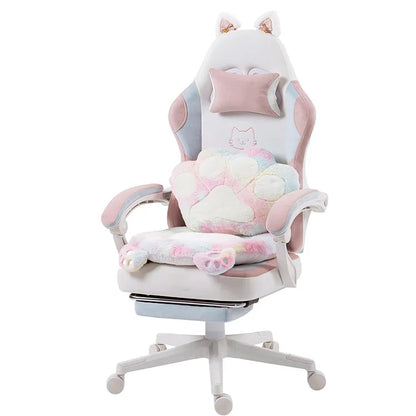 Gaming Chair for Adults Ergonomic Reclining Computer Chair with Lumbar Support and Headrest RGB LED Lights Cat Ears Design