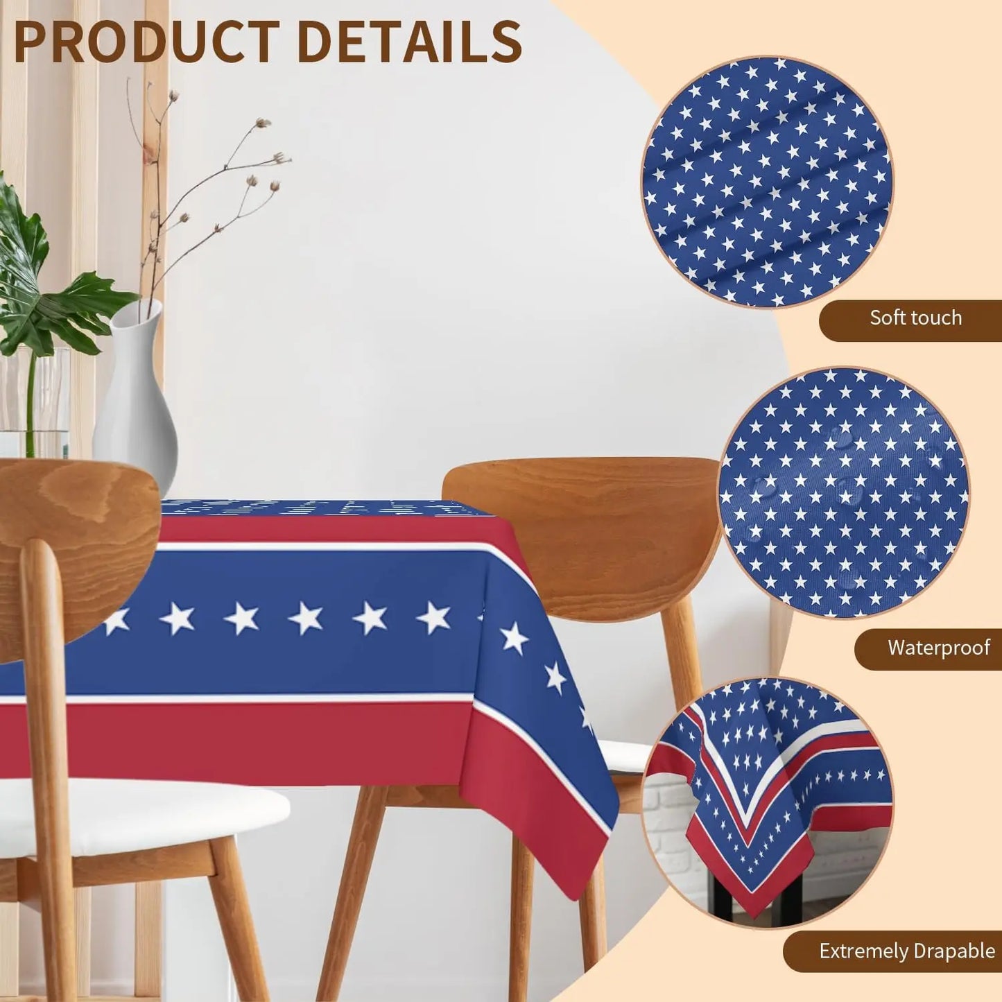 Star Pattern Square Tablecloth Washable Celestial Decorative Table Cloth Cover for Dining Party Picnic