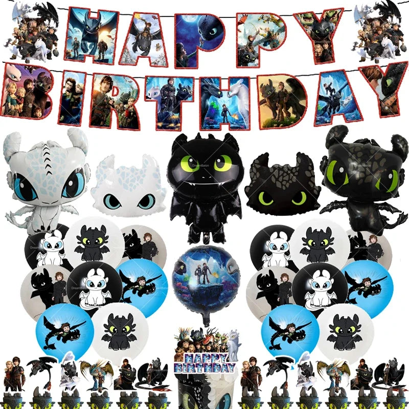 How To Foil Balloons Trained Yours Dragoned Latex Ballons Party Decoration Happy Birthday Banner Cake Topper Background Sticker