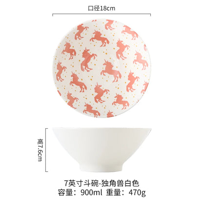Japanese Ramen Bowl Household Soup Bowl Salad Bowl Ceramic Tableware Instant Noodle Bowl Ceramic Tableware