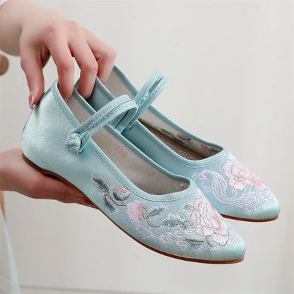 Fashion Ethnic Chinese Style Women Shoes Hanfu Single Canvas Zapatos Elegant Casual Vintage Woman Embroidered Cloth Shoes