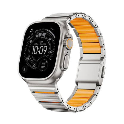 Titanium Fluororubber Strap for Apple Watch Ultra 4 3 2 49mm Series 12 11 10 46mm Magnetic Band for Iwatch 9 8 7 45mm 6 SE3 44mm
