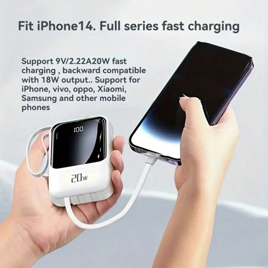 Slim Lightweight 10000mAh Fast Charging Power Bank, LED Digital Display Compact External Phone Charger, Multi-device Travel Backup Power, Thoughtful Present for Birthdays & Business Trips
