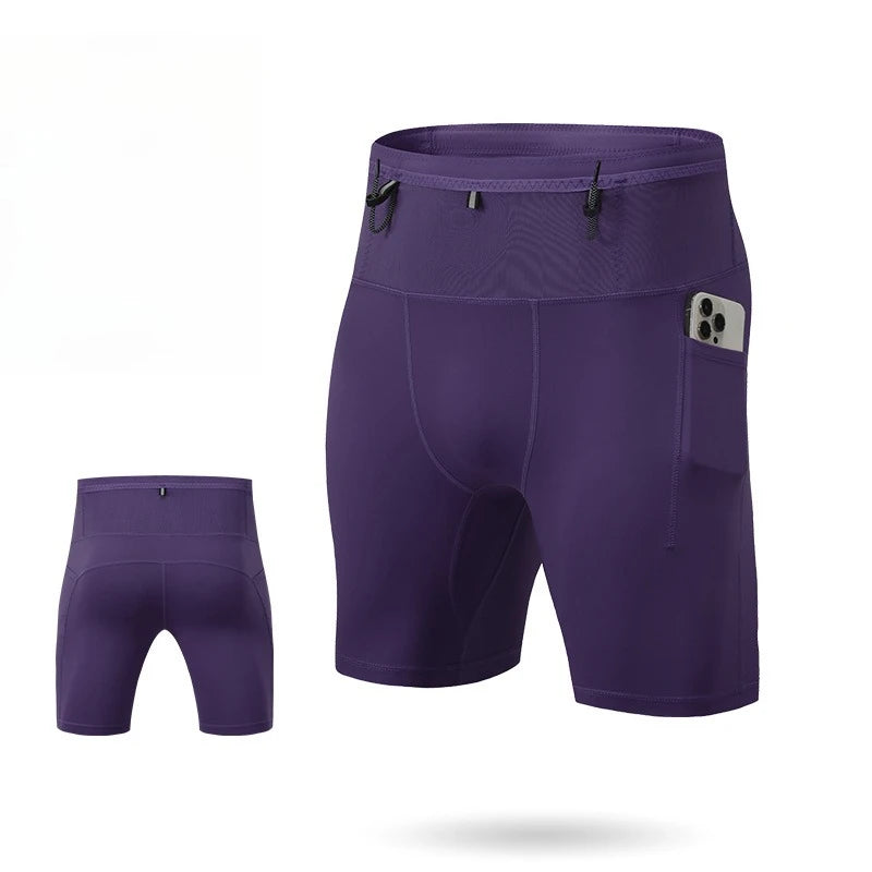 Men's Compression Shorts with Pockets for Running and Gym, Quick-Dry Breathable Athletic basketball Workout Pants Plus Size