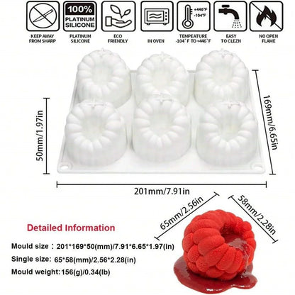 6-Cavity Raspberry Silicone Dessert Mold, Food Grade Chocolate Mousse Cake Baking Mold, Flexible Mold for Candy, Jelly&Ice Cube