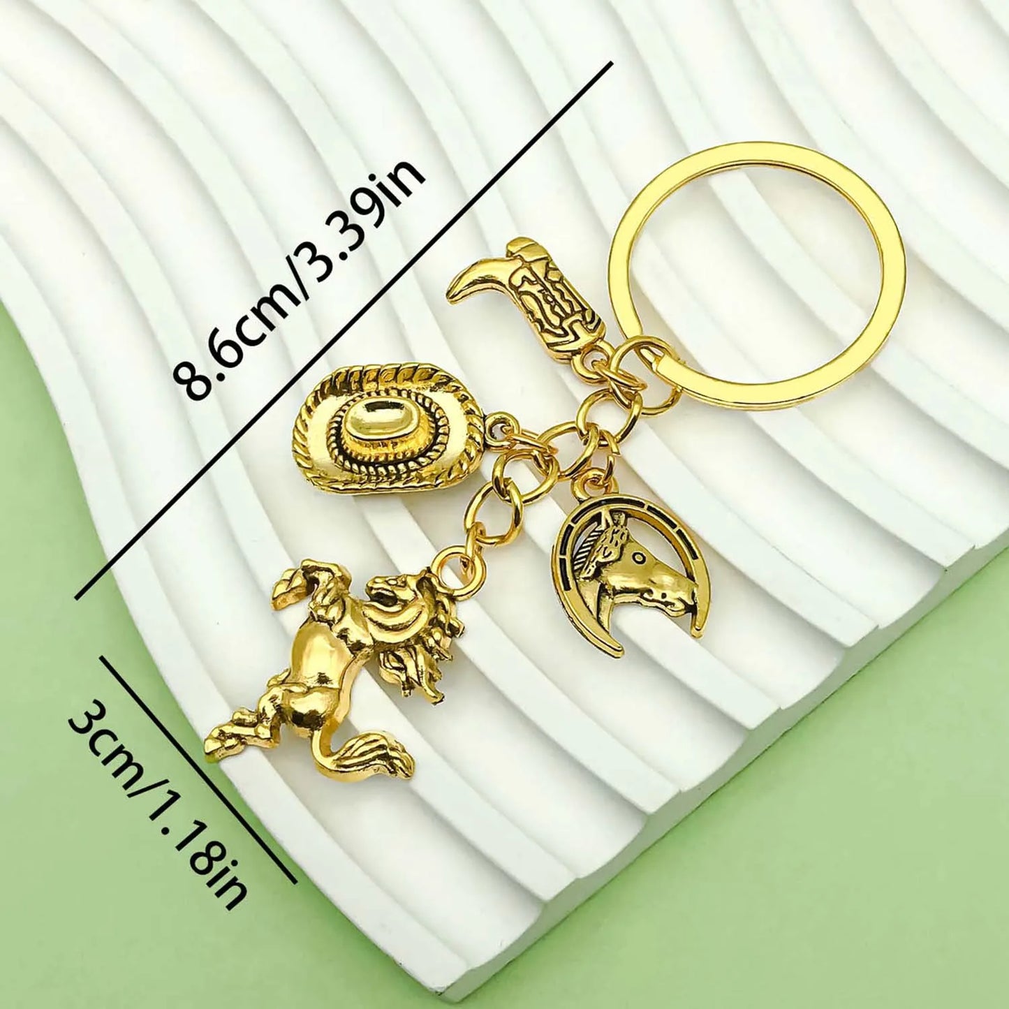 1pc Vintage Western Cowboy Keychain, Alloy Western Horse, Western Hat, Boots Design Key Ring, for Car Keys, Backpacks, Wallets