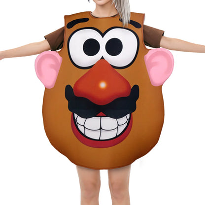 Funny Potato Head Couple Costume Halloween Mr and Mrs Matching Outfit Cartoon Vegetable Themed Cosplay Tunic Disguise Dress Up