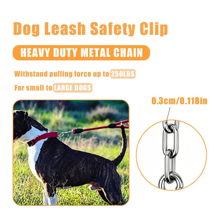 Chain Dog Collar Clips Anti-Bite Double-Headed Metal Safety Buckle Pet Leash Connector Paw Print Design Secure Chain Attachment