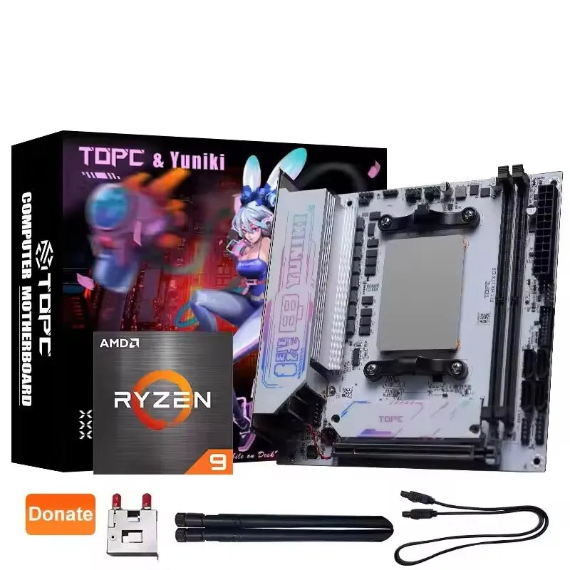 Topton 4-Bay NAS Gaming Motherboard AMD Ryzen 9 8945HX R7 7745HX 2*M.2 NVMe 4*SATA PCIe4.0X16 2.5G LAN WiFi6E Mini ITX Mainboard