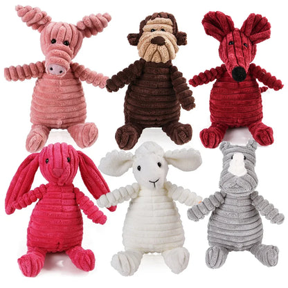 Pet Dog Molar Toy Vent Training Corduroy Monkey Pig Voice Plush Toy Dog Tooth Cleaning Supplie Dog Toys for Large Dogs