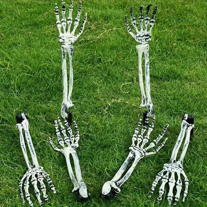 1/6pcs Skeleton Bone Garden Ground Stakes Skull Head & Hand for Halloween Home Yard Ground Insert Holiday Party Decor Ghost Hand