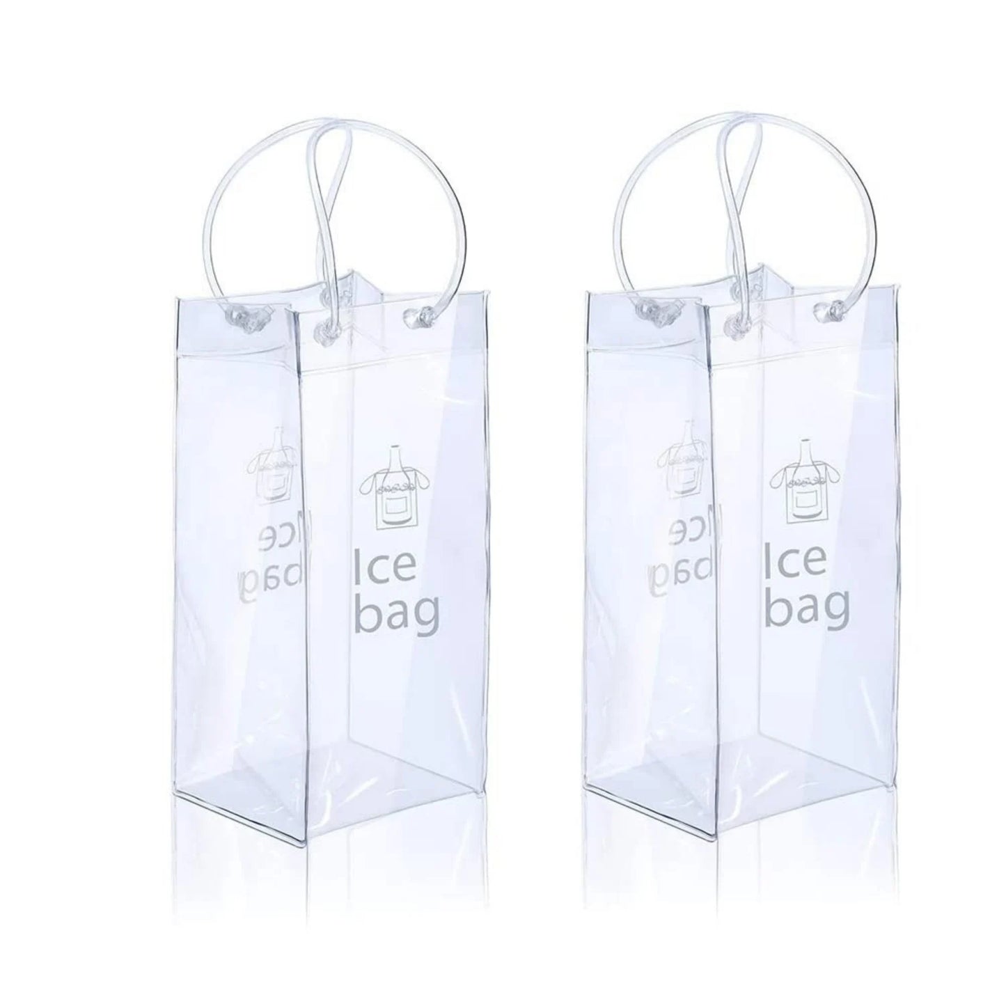 1/2/4PCS ICE Bags PVC Transparent Cooler Clear Pouch Ice Bucket Wine Champagne Bottle Chiller With Carry Handle Drink Bottle