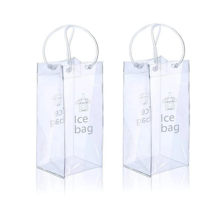 1/2/4PCS ICE Bags PVC Transparent Cooler Clear Pouch Ice Bucket Wine Champagne Bottle Chiller With Carry Handle Drink Bottle