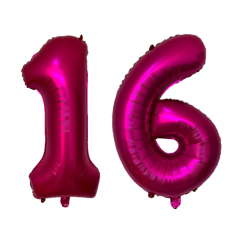 2Pcs 32 Inch Gold Silver Black Blue Red Helium Foil Number Balloon 16 17 18 19 20 21 Happy Birthday Party Decoration Supplies