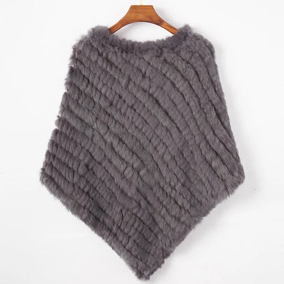 Women's Real Rabbit Fur Poncho Vest Natural Leather Winter Jacket Wrap Coat Shawl  Wedding Party Knitted Fur Vest Wholesale