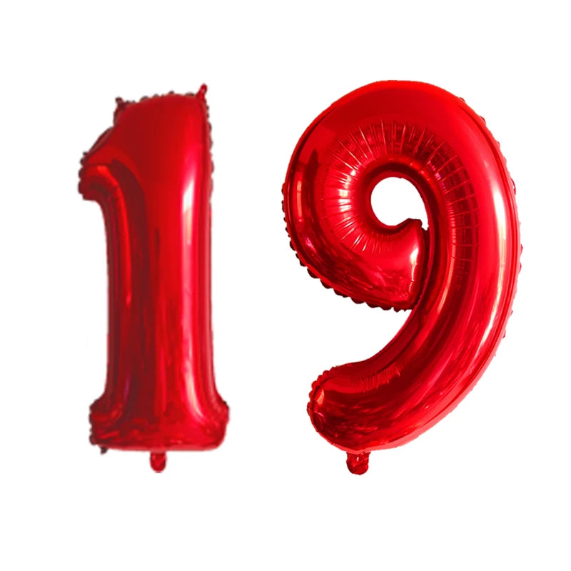 2Pcs 32 Inch Gold Silver Black Blue Red Helium Foil Number Balloon 16 17 18 19 20 21 Happy Birthday Party Decoration Supplies