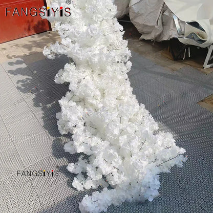 White Rose Hyacinth Table Centerpiece Flower Ball Wedding Backdrop Decor Floral Arrangement Runner Flower Row Event Party Props