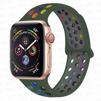 Silicone Sport Straps For Apple Watch 10 Band 45mm 44mm Ultra2 49mm 38/40mm 41mm 42 46mm Bracelet iWatch Series 8 7 6 4 5 3 9 SE