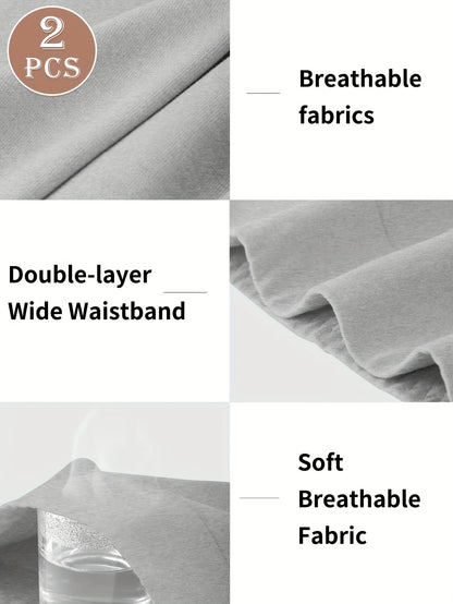 2pcs Women'S Modal Boxer Briefs - Soft, Breathable, and Comfortable Underwear in Heather Gray or Mint Green, High Elasticity