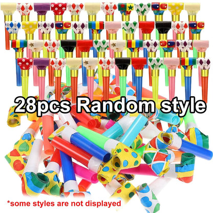 28/56pcs Long Nosed Whistle Creative Party Sounding Atmosphere Making Props Plastic Party Blowers Fun Whistles ZSY