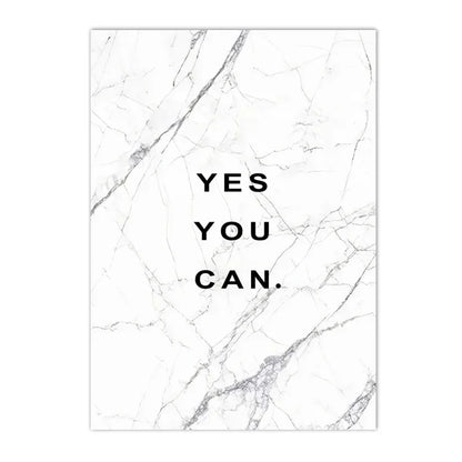 Yes You Can Motivational Phrase Poster and Print Minimalist Quotes Poster Canvas Black White Wall Art Picture Nordic Home Decor