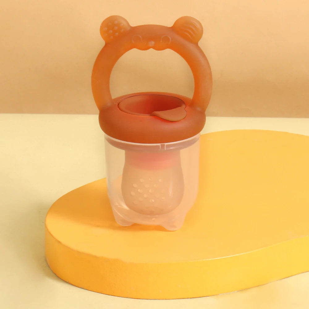 BPA Free 2 In 1 Baby Food Feeder and Silicone Baby Popsicle Mold Set Bear Fruit Teething Feeder Freezer Baby Food Storage Ice Lolly Mold for Infant Teething Supplementary Food Making