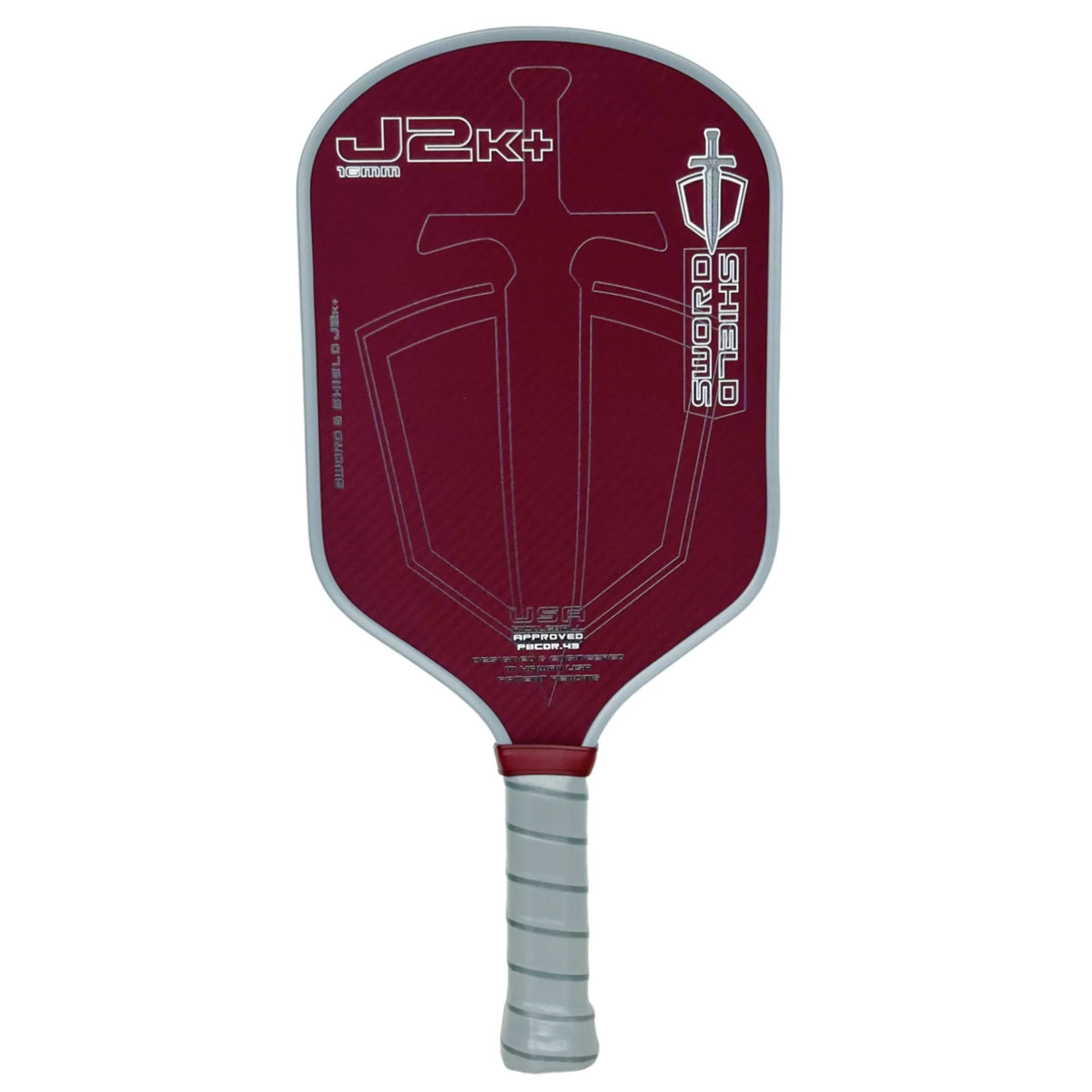 SWORD&SHIELD J2K+ Aramid Fiber Pickleball Paddle, Polymer Honeycomb Core, Large Sweet Spot, Thickness 16MM, Textured Surface